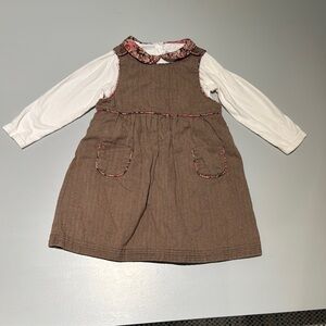 Jacadi Brown Dress with Floral Accents